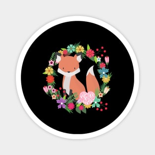 Happy Mother's Day Fox in a Wreath of Flowers Cute Mother gift Magnet